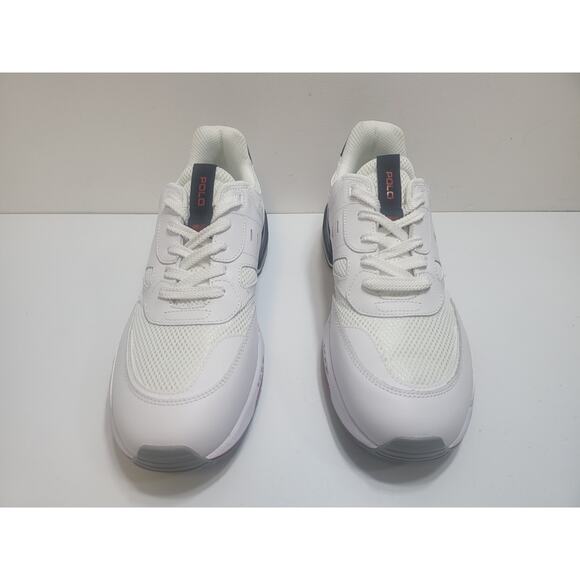 NEW POLO RALPH LAUREN JOGGER SNEAKER SHOE WHITE BLUE RED MSRP $138 MEN SIZE - 9 - Picture 5 of 8